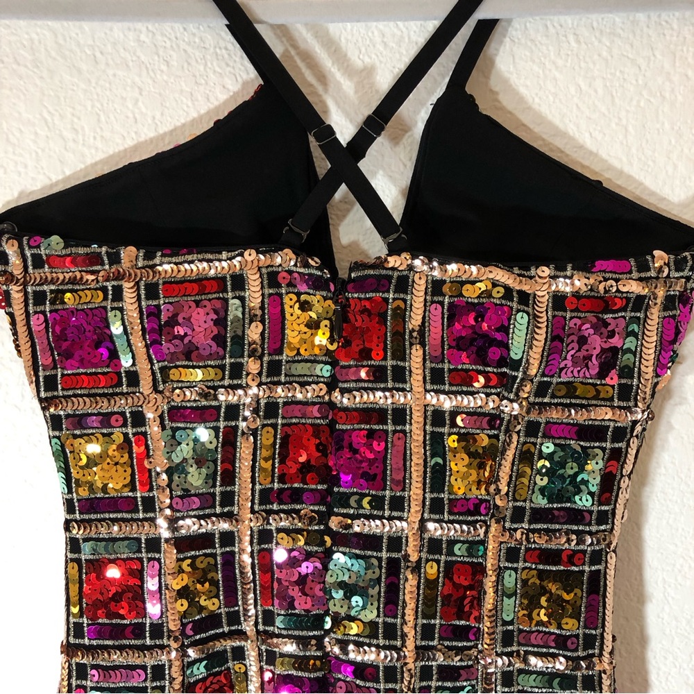 NWOT Dress The Population Rainbow Sequin Mini Dress - Picture 5 of 7